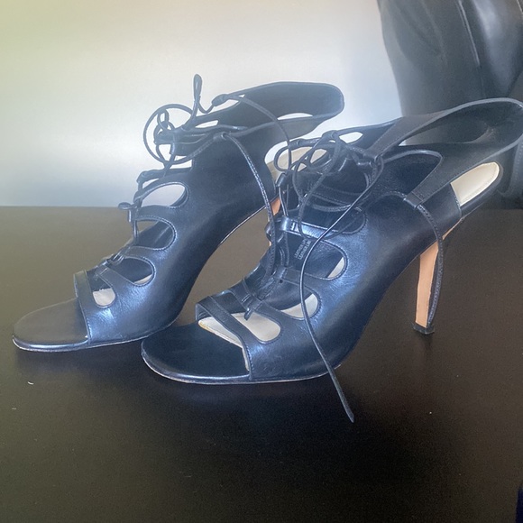 Vía Spiga Steel Blue Lace Up Heels - Picture 3 of 9